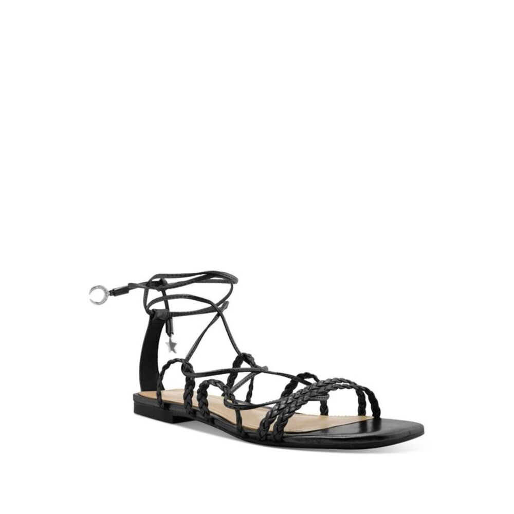 SCHUTZ Womens Black Braided Strappy Lunah Square Toe Gladiator Sandles 8.5